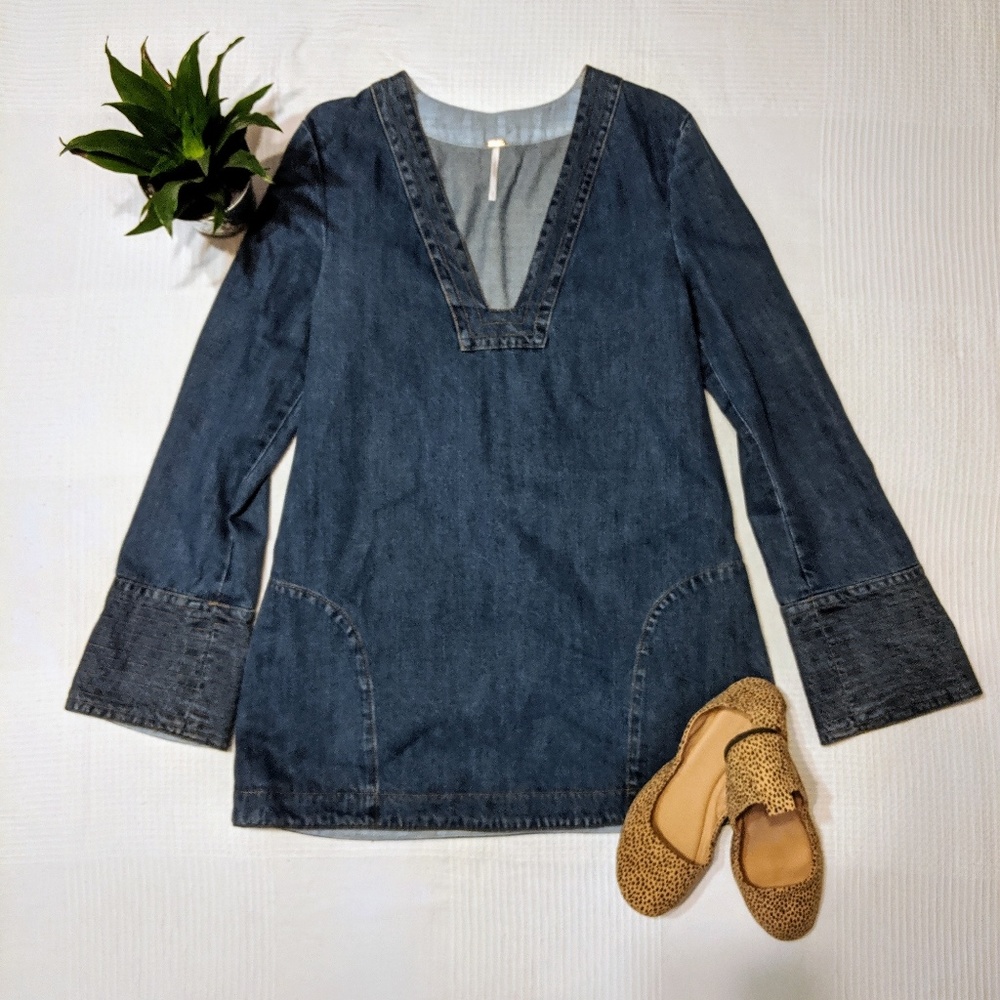 Free People Dreaming of Denim Tunic EUC